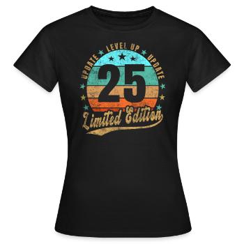 Mise à jour Level Up 25 Ans Édition Limitée Rétro - T-shirt Femme - noir - Devant - AI Model Female 172 dark (172cm)