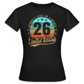 Mise à jour Level Up 26 ans Édition Limitée Rétro - T-shirt Femme - noir - Devant - AI Model Female 172 dark (172cm)