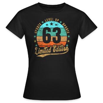 Mise à jour Level Up 63 Ans Édition Limitée Rétro - T-shirt Femme - noir - Devant - AI Model Female 172 dark (172cm)