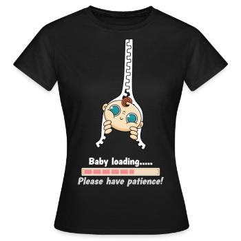 Baby Schwangerschaft Loading Schwanger Babybauch - Frauen T-Shirt - Schwarz - Vorne - AI Model Female 172 dark (172cm)