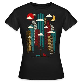 Abstrait moderne - Urban modern colorful building - T-shirt Femme - noir - Devant - AI Model Female 172 dark (172cm)
