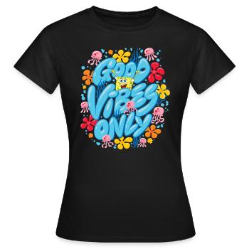 Spongebob Schwammkopf Good Vibes Only - Frauen T-Shirt - Schwarz - Vorne - AI Model Female 172 dark (172cm)