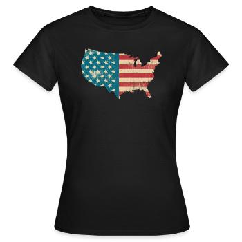 Amerika Vintage Flagge - United States - USA-Land - T-shirt Femme - noir - Devant - AI Model Female 172 dark (172cm)