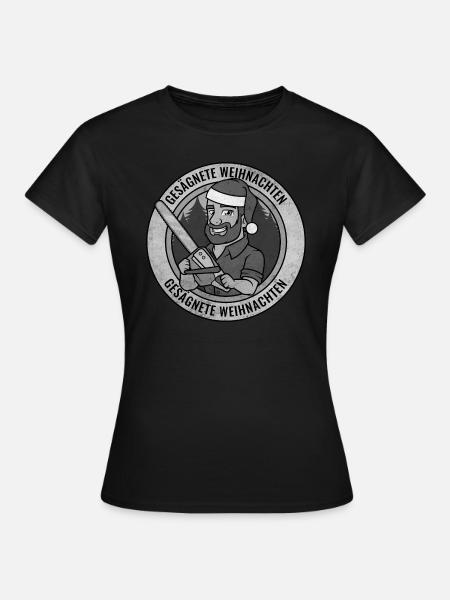 Gesägnete Weihnachten Santa Holzfäller Kettensäge - Frauen T-Shirt - Schwarz
