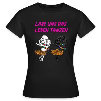 Pudelmotiv - Das Leben tanzen - süße Pudel tanzen - Frauen T-Shirt - Schwarz - Vorne - AI Model Female 172 dark (172cm)