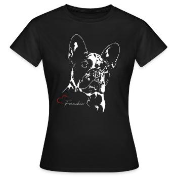 coeur FRENCHIE PORTRAIT - T-shirt Femme - noir - Devant - AI Model Female 172 dark (172cm)