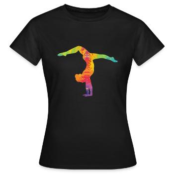 Turnen Handstand bunt - Frauen T-Shirt - Schwarz - Vorne - AI Model Female 172 dark (172cm)