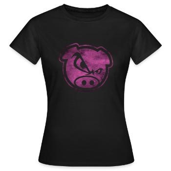 Badass Pig Bad pig in pink gift - Women's T-Shirt - black - Front - AI Model Female 172 dark (172cm)