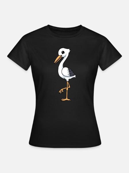 Cigüeña de divertidos dibujos animados - Camiseta mujer - negro