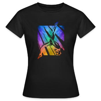 Turnen Salto Gymnast Umriss bunt - Frauen T-Shirt - Schwarz - Vorne - AI Model Female 172 dark (172cm)