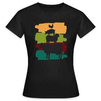 Musiciens de Brême à la ferme - T-shirt Femme - noir - Devant - AI Model Female 172 dark (172cm)