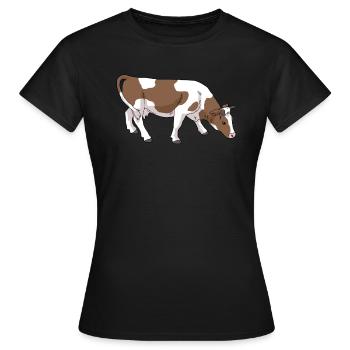 Kuh mit braunen Flecken - Frauen T-Shirt - Schwarz - Vorne - AI Model Female 172 dark (172cm)