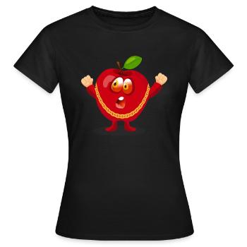 Funny Apple Character - Women's T-Shirt - black - Front - AI Model Female 172 dark (172cm)