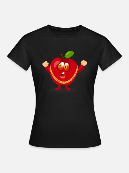 Lustiger Apple-Charakter - Frauen T-Shirt - Schwarz