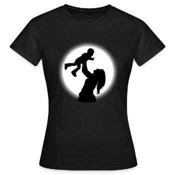 Maman et fils heureux avec le fond de lune - T-shirt Femme - noir - Devant - AI Model Female 172 dark (172cm)