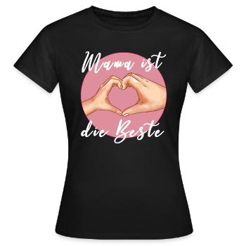 Mama ist die Beste - Herzhand Muttertag Geschenk - Frauen T-Shirt - Schwarz - Vorne - AI Model Female 172 dark (172cm)