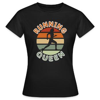 Retro Running Queen - Laufsport Joggen Laufen - Frauen T-Shirt - Schwarz - Vorne - AI Model Female 172 dark (172cm)