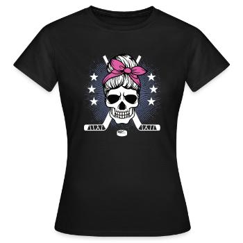 Eishockeyspielerin Totenkopf Hockey Spielerin - Frauen T-Shirt - Schwarz - Vorne - AI Model Female 172 dark (172cm)