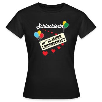 Schlachterin 10 jähriges Jubiläum Schlachterei 10. - Frauen T-Shirt - Schwarz - Vorne - AI Model Female 172 dark (172cm)