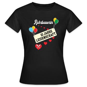 Rohrbauerin 10 jähriges Jubiläum Rohrbau Jubi 10. - Frauen T-Shirt - Schwarz - Vorne - AI Model Female 172 dark (172cm)