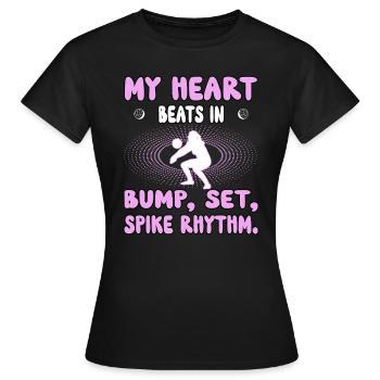 Volleyball Heart beats in Bump, Set, Spike Rhythm - Frauen T-Shirt - Schwarz - Vorne - AI Model Female 172 dark (172cm)