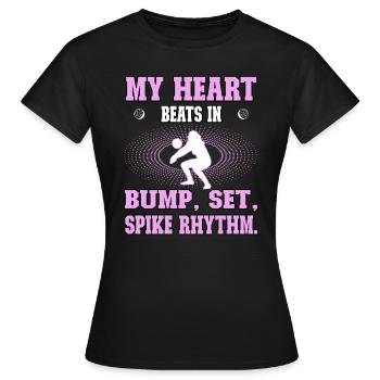 Volleyball Girl Heart beats in Bump Set Spike - Frauen T-Shirt - Schwarz - Vorne - AI Model Female 172 dark (172cm)
