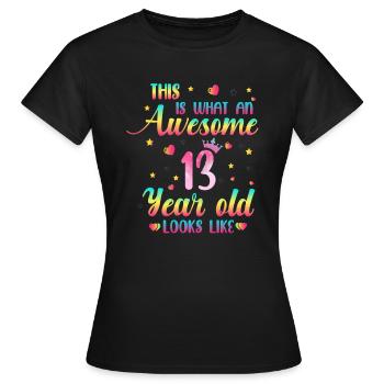 Cadeaux de fille de 13 ans, cadeau de fille de 13 ans - T-shirt Femme - noir - Devant - AI Model Female 172 dark (172cm)