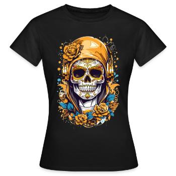 Crâne de sucre doré - T-shirt Femme - noir - Devant - AI Model Female 172 dark (172cm)