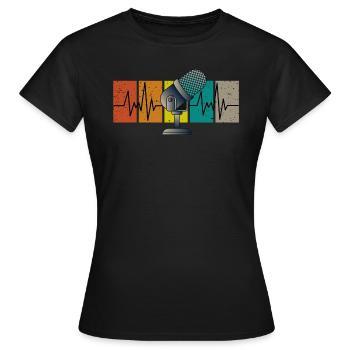 Herzschlag mit Microphon im Vintage Retro Look - Frauen T-Shirt - Schwarz - Vorne - AI Model Female 172 dark (172cm)