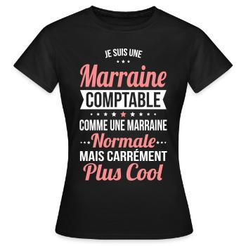 Marraine comptable plus cool - T-shirt Femme - noir - Devant - AI Model Female 172 dark (172cm)