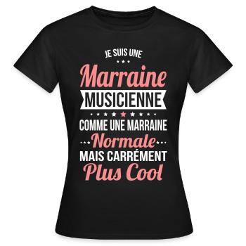 Marraine musicienne plus cool - T-shirt Femme - noir - Devant - AI Model Female 172 dark (172cm)