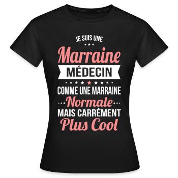 Marraine médecin comme marraine normale plus cool - T-shirt Femme - noir - Devant - AI Model Female 172 dark (172cm)
