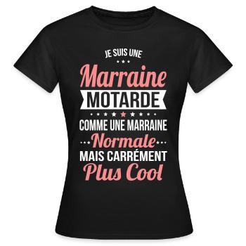 Marraine motarde comme marraine normale plus cool - T-shirt Femme - noir - Devant - AI Model Female 172 dark (172cm)
