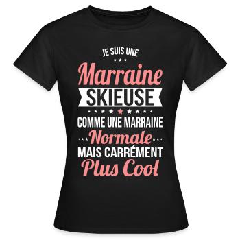 Marraine skieuse comme marraine normale plus cool - T-shirt Femme - noir - Devant - AI Model Female 172 dark (172cm)