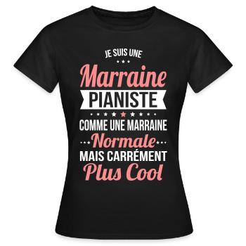 Marraine pianiste comme marraine normale plus cool - T-shirt Femme - noir - Devant - AI Model Female 172 dark (172cm)