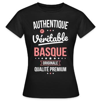 Authentique et véritable Basque - Originale - T-shirt Femme - noir - Devant - AI Model Female 172 dark (172cm)