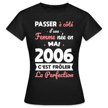 Birthday 18 years old - Born in May 2006 - Women's T-Shirt - black - Front - AI Model Female 172 dark (172cm)