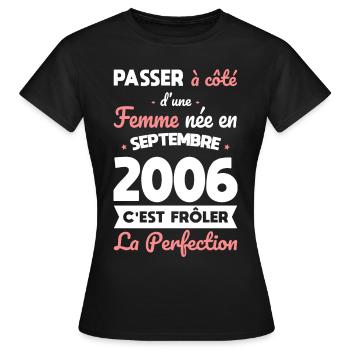 18th birthday - born in September 2006 - Women's T-Shirt - black - Front - AI Model Female 172 dark (172cm)