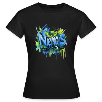 Chemise en dialecte autrichien Niemois - T-shirt Femme - noir - Devant - AI Model Female 172 dark (172cm)