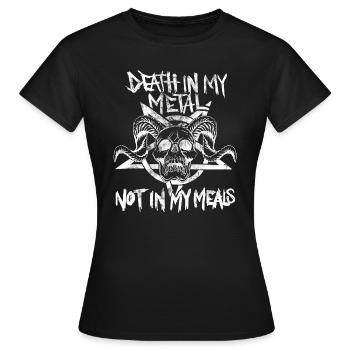 Vegan Metalhead. Death in metal, not in my meals - Frauen T-Shirt - Schwarz - Vorne - AI Model Female 172 dark (172cm)