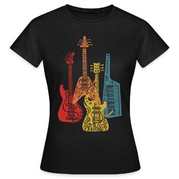 Vintage guitare guitariste guitare électrique bassiste électrique - T-shirt Femme - noir - Devant - AI Model Female 172 dark (172cm)