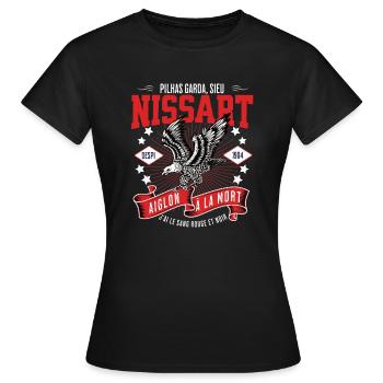 Supporter Niçois, Pilhas Garda Sieù Nissart - T-shirt Femme - noir - Devant - AI Model Female 172 dark (172cm)