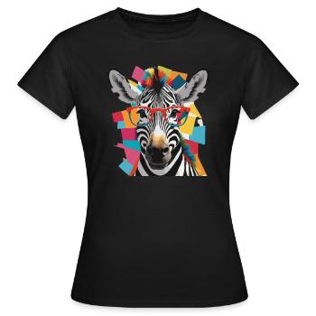 Zebra Coole und robuste bunte Brille - Frauen T-Shirt - Schwarz - Vorne - AI Model Female 172 dark (172cm)