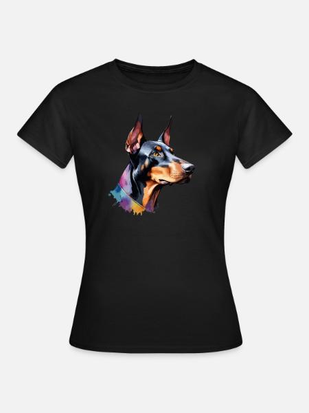 Dobermann Hund Cool Bunt Groß - Frauen T-Shirt - Schwarz