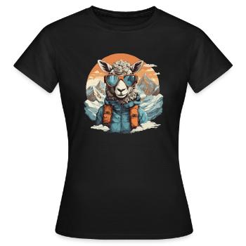 Coolness in den Bergen mit Skibrille - Frauen T-Shirt - Schwarz - Vorne - AI Model Female 172 dark (172cm)