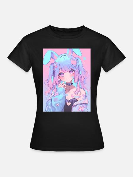 Bunny Bunny Girl Anime Manga Pastel Goth Gift - Women's T-Shirt - black