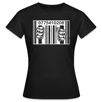 PRISON BARCODE WHITE CONSUMER TRAP - Women's T-Shirt - black - Front - AI Model Female 172 dark (172cm)