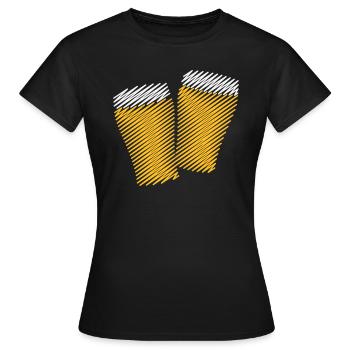 2 Biergläser Stoßen An (Bier / Scribble) - Frauen T-Shirt - Schwarz - Vorne - AI Model Female 172 dark (172cm)