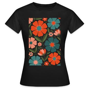 Boho Flora Blumen - Frauen T-Shirt - Schwarz - Vorne - AI Model Female 172 dark (172cm)