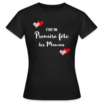 Première fête des mamans, première fête des mères - T-shirt Femme - noir - Devant - AI Model Female 172 dark (172cm)